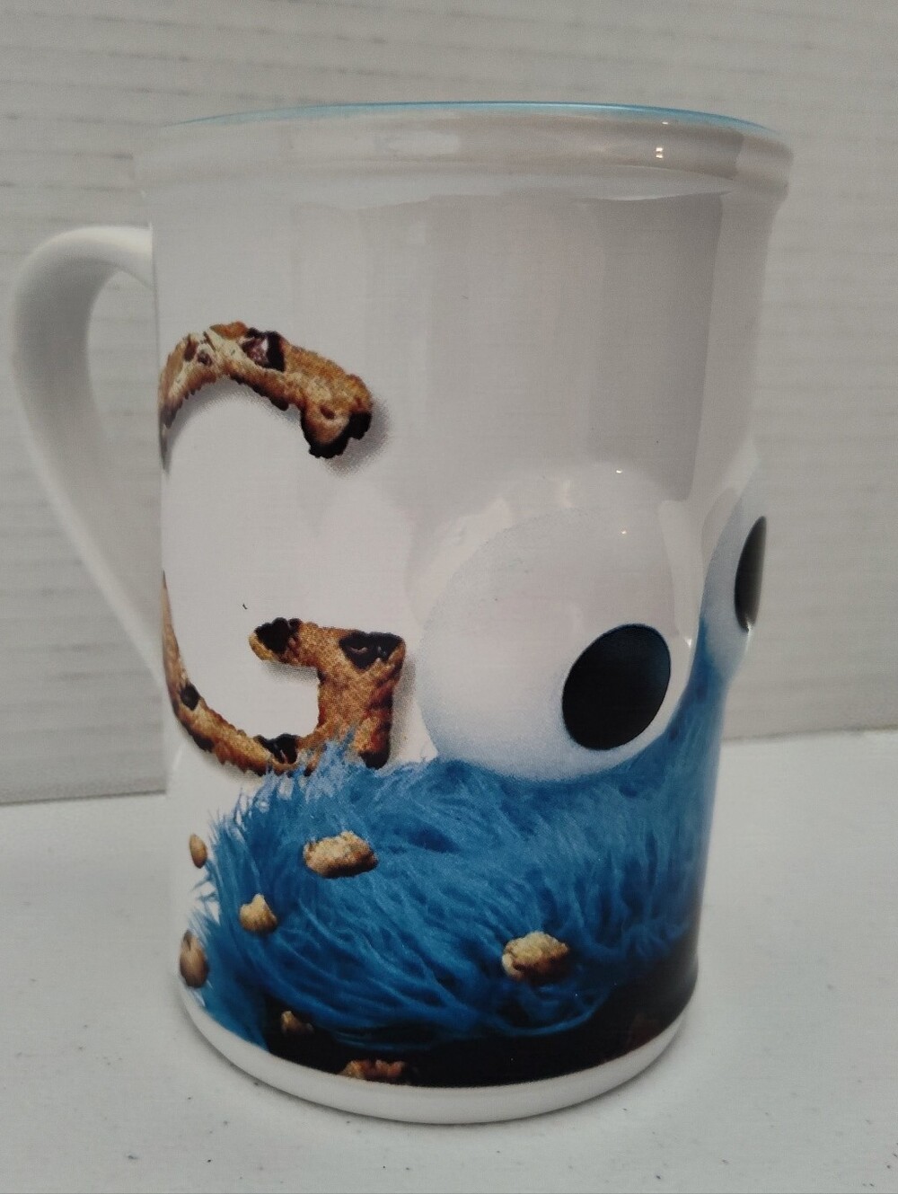 Rare Google & Sesame Street Cookie Monster Embossed Eyes Cup Mug